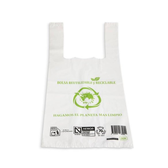 Bolsa de camiseta 70% reciclado de 35x45cm (1 kg)