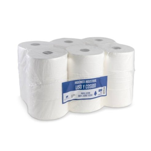 Pack de papel higiénico industrial de 100m (18 uds).